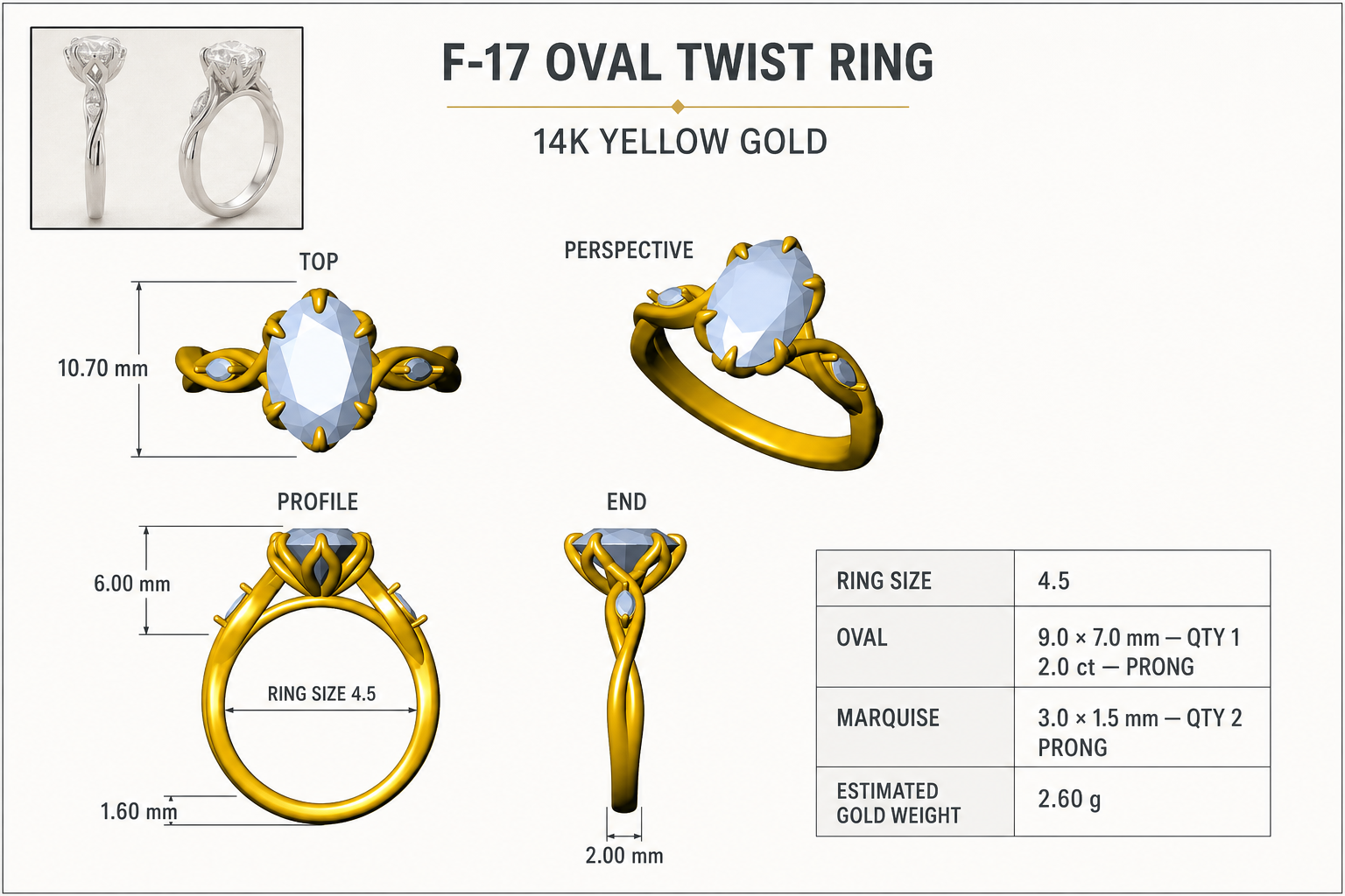 CAD rendering of an oval twist ring